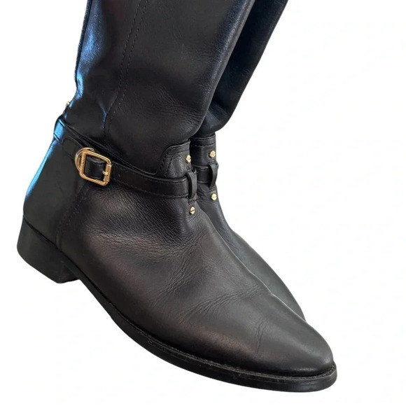 Tory Burch Marlene Black Leather Riding Boots - Picture 14 of 14